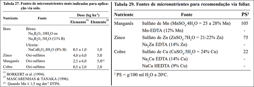 Fontes de Micronutrientes para Aplicações via Foliar e Solo Fontes de Micronutrientes para Aplicações via Foliar e Solo